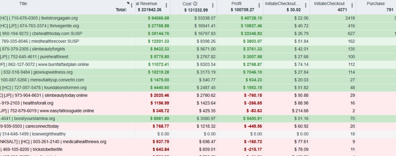 Dashboard RedTrack - Performance Tracking